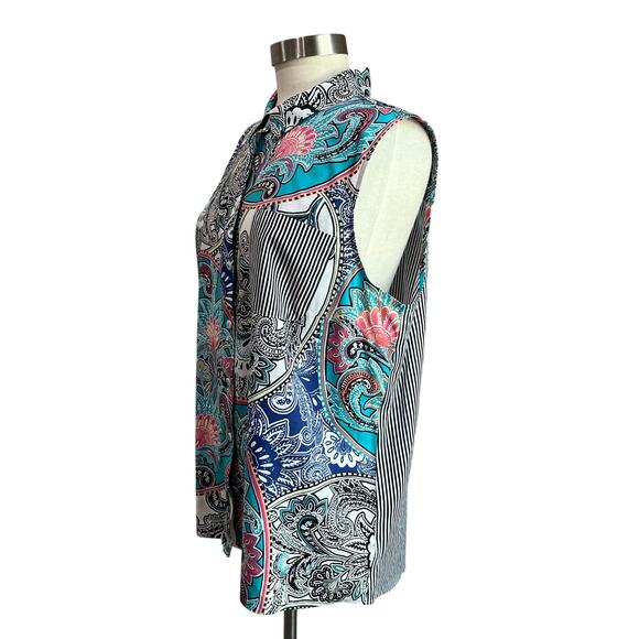 CHICO'S No Iron Sleeveless Button Front Short Sleeve Blouse Size XL - Picture 3 of 8